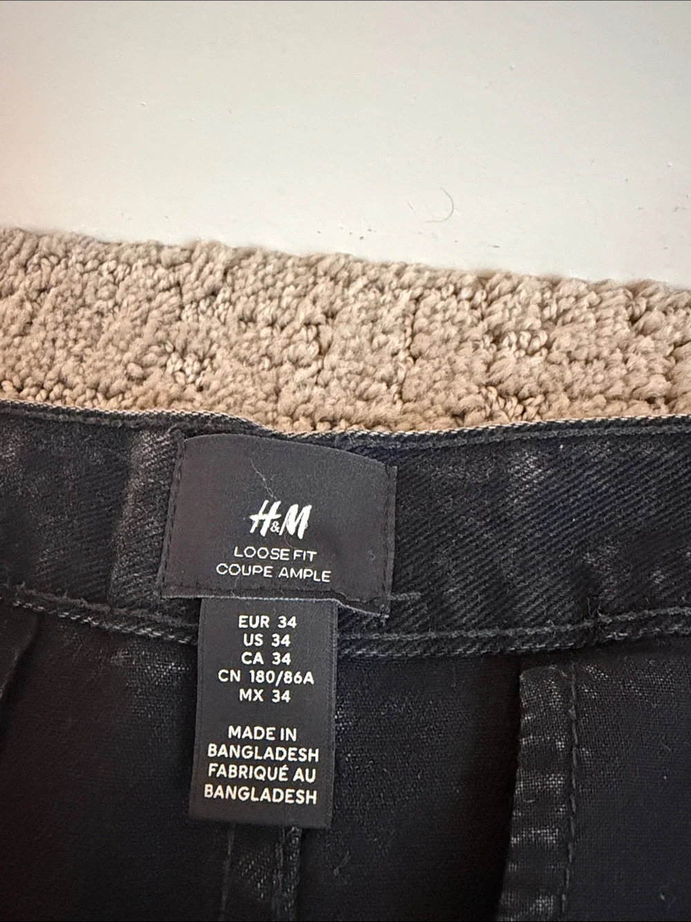 H&M Washed Black Cargo Pants with Multi-Pocket Detail